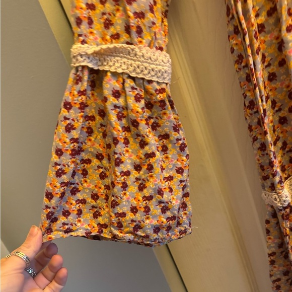 Vintage Artclass Boho Paisley Floral Embroidered Lace Tiered Dress•. X-Small - Picture 4 of 6